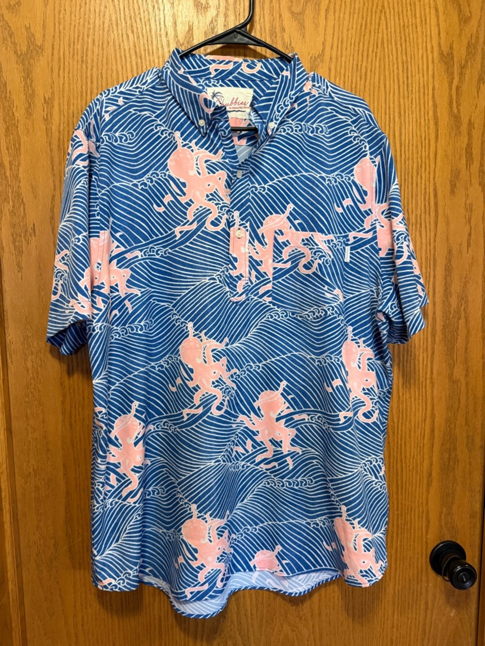 Chubbie Blue & Pink Octopus Print Short-Sleeve Shirt